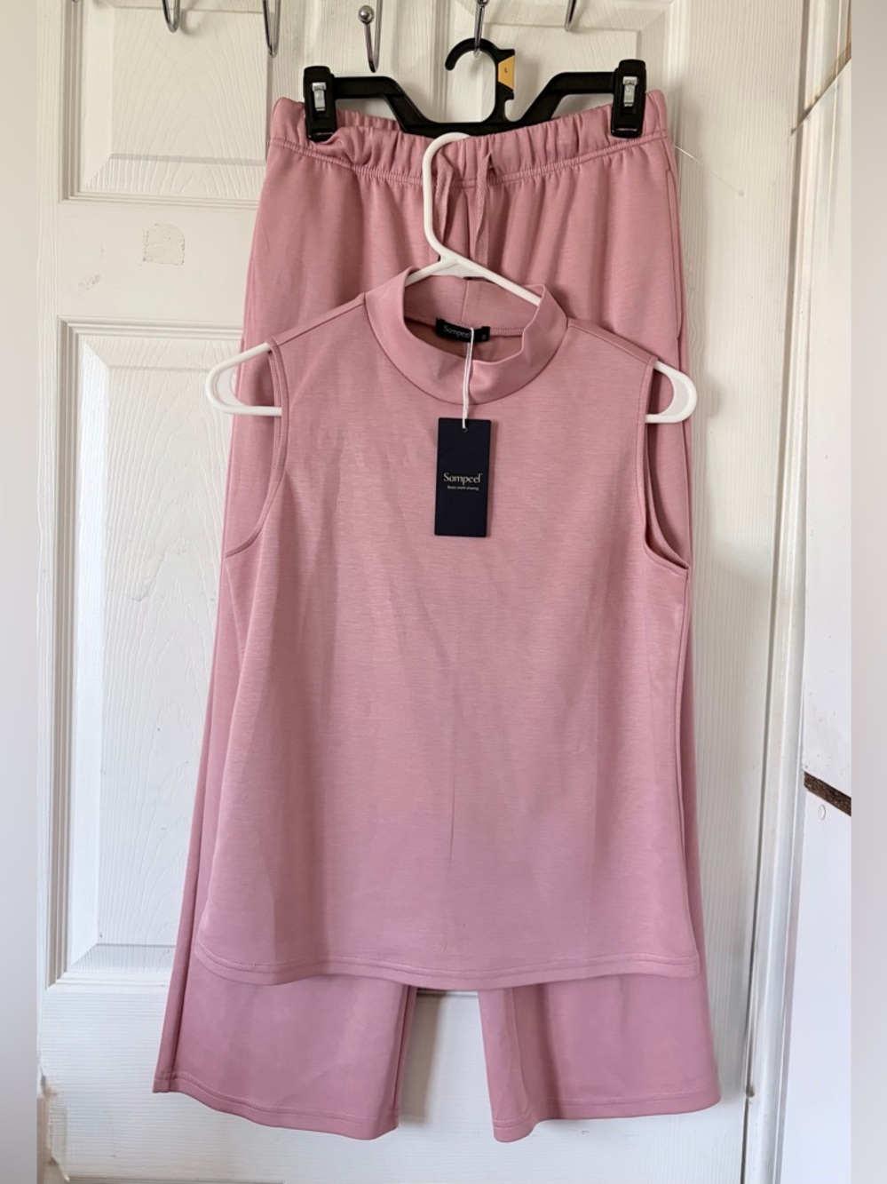 Sampeel Set Sleeveless Mock Neck Tank Top  and Pant‎ in Dusty Rose Sz S